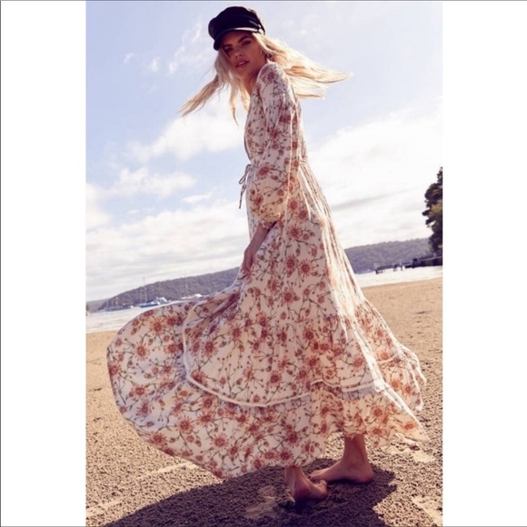 Jaase Caramel Daisy Long Sleeved Maxi Dress L - Final Price - Picture 1 of 12
